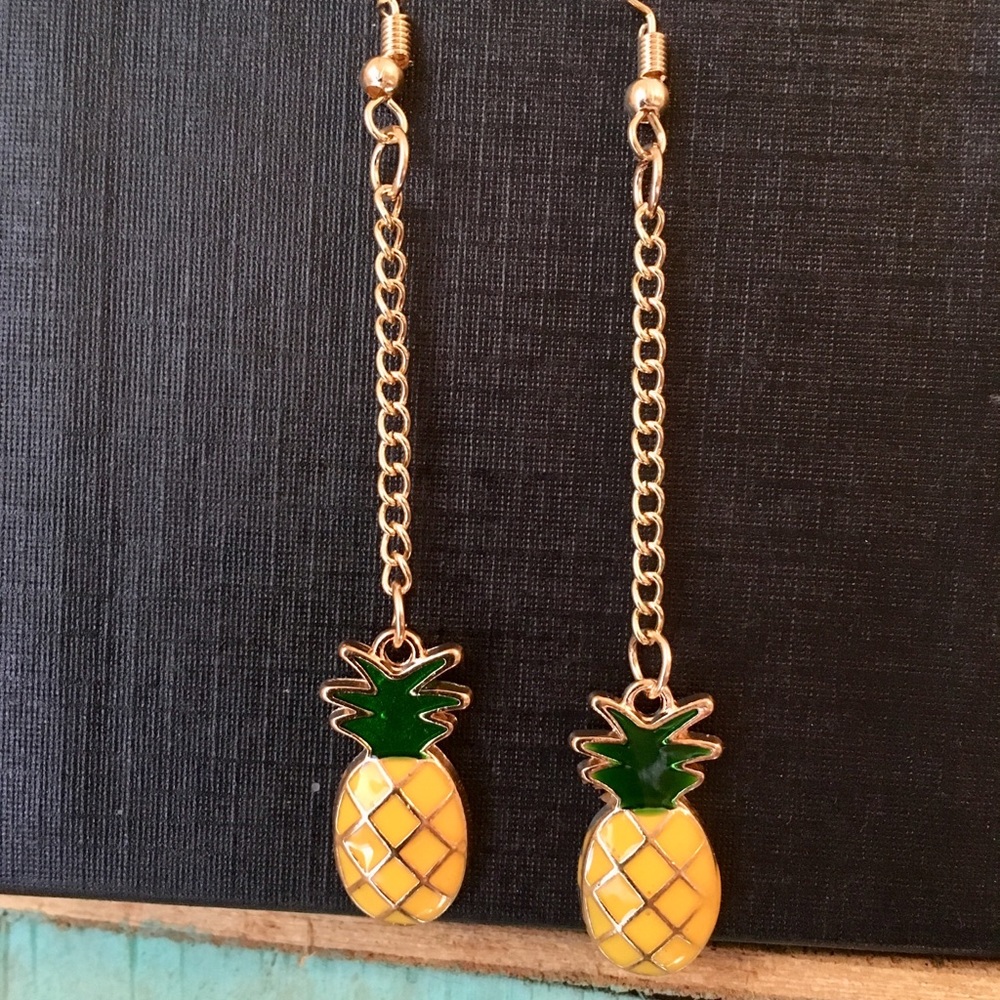 Pineapple Chain long Earrings - Picture 2 of 4
